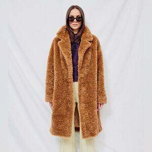 STAND STUDIO Anika Coat Faux Shearling in Camel - 36/S